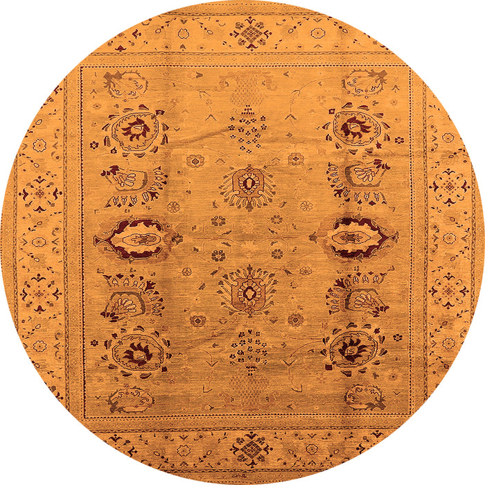 Round Oriental Orange Industrial Rug, urb3116org