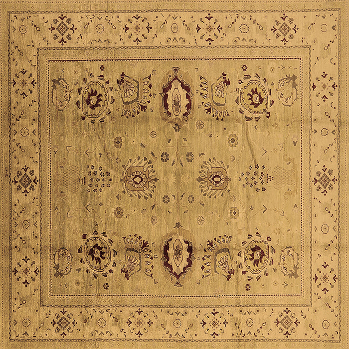 Square Machine Washable Oriental Brown Industrial Rug, wshurb3116brn