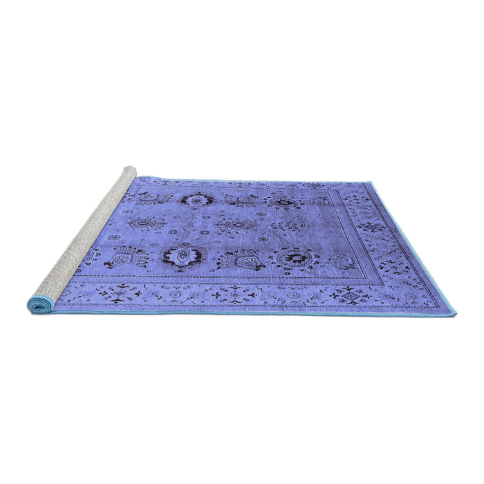 Sideview of Machine Washable Oriental Blue Industrial Rug, wshurb3116blu