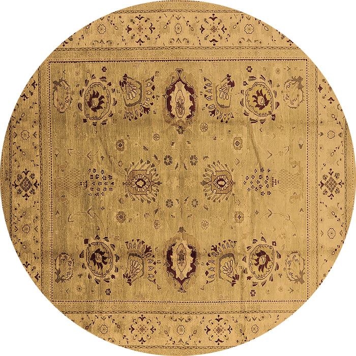 Round Oriental Brown Industrial Rug, urb3116brn