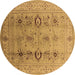 Round Oriental Brown Industrial Rug, urb3116brn