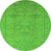 Round Oriental Green Industrial Rug, urb3117grn