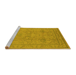 Sideview of Machine Washable Oriental Yellow Industrial Rug, wshurb3117yw