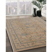 Mid-Century Modern Dark Almond Brown Oriental Rug, urb3117