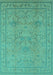 Machine Washable Oriental Turquoise Industrial Area Rugs, wshurb3117turq