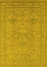 Machine Washable Oriental Yellow Industrial Rug, wshurb3117yw