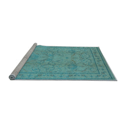 Sideview of Machine Washable Oriental Light Blue Industrial Rug, wshurb3117lblu