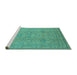 Sideview of Machine Washable Oriental Turquoise Industrial Area Rugs, wshurb3117turq