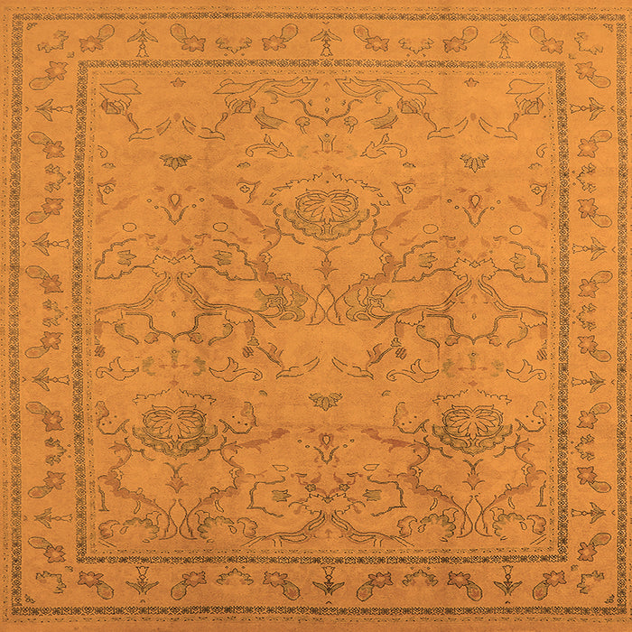 Square Machine Washable Oriental Orange Industrial Area Rugs, wshurb3117org