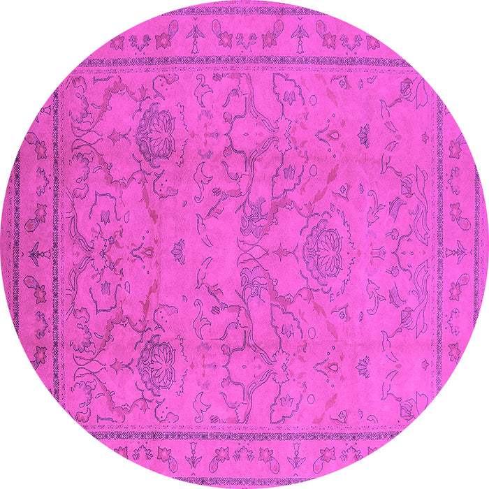 Round Machine Washable Oriental Pink Industrial Rug, wshurb3117pnk