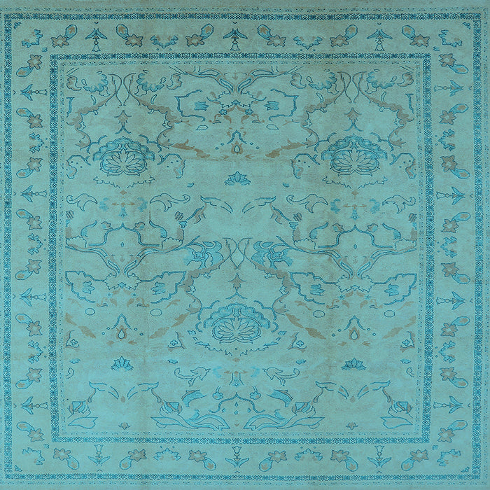 Square Machine Washable Oriental Light Blue Industrial Rug, wshurb3117lblu