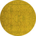 Round Oriental Yellow Industrial Rug, urb3117yw