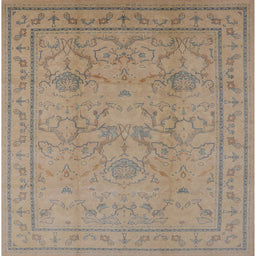 Square Mid-Century Modern Dark Almond Brown Oriental Rug, urb3117