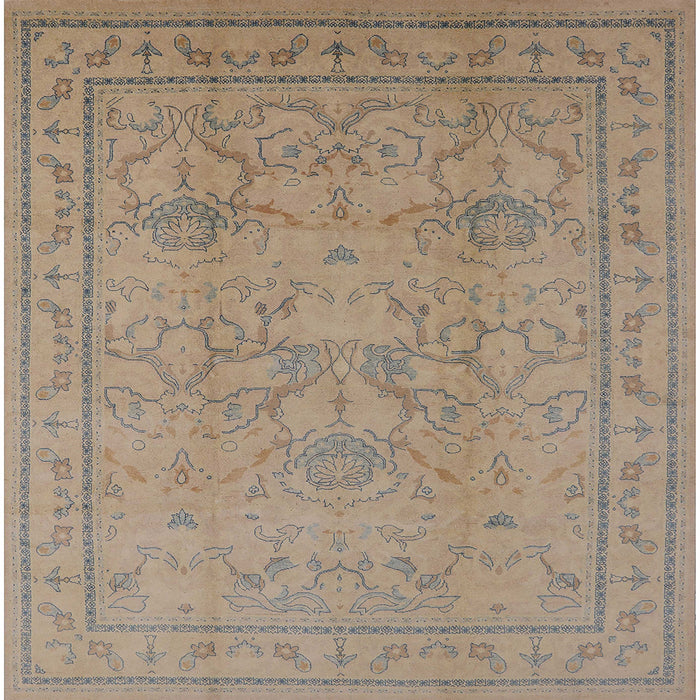 Square Mid-Century Modern Dark Almond Brown Oriental Rug, urb3117