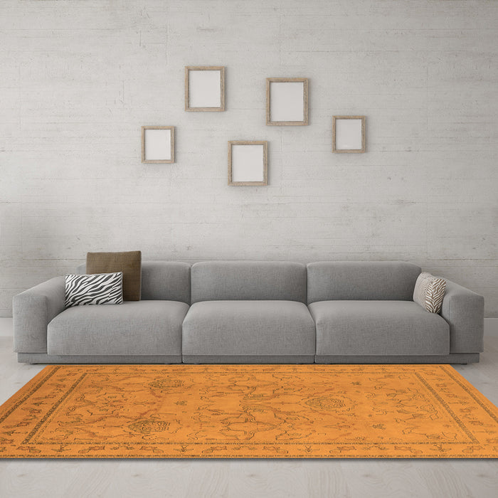 Machine Washable Oriental Orange Industrial Area Rugs in a Living Room, wshurb3117org