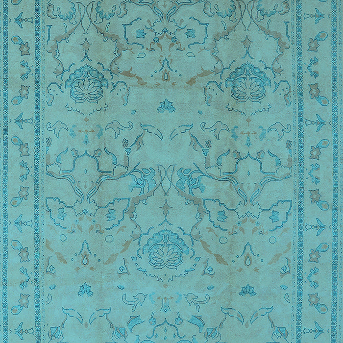 Machine Washable Oriental Light Blue Industrial Rug, wshurb3117lblu