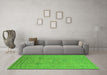 Machine Washable Oriental Green Industrial Area Rugs in a Living Room,, wshurb3117grn