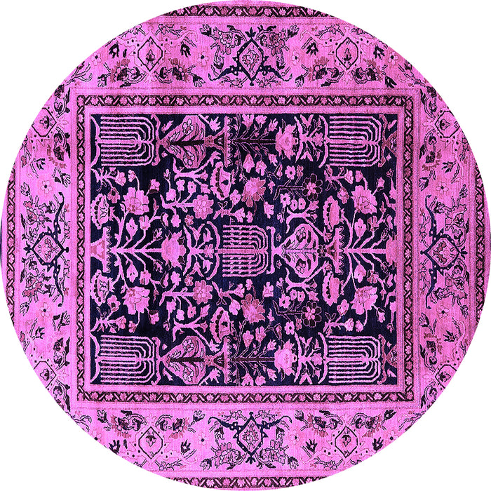 Round Machine Washable Oriental Purple Industrial Area Rugs, wshurb3118pur