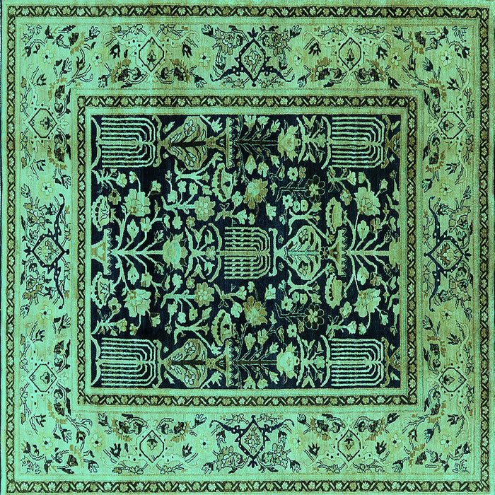 Square Oriental Turquoise Industrial Rug, urb3118turq
