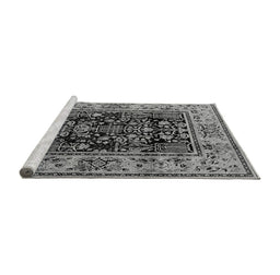 Sideview of Machine Washable Oriental Gray Industrial Rug, wshurb3118gry