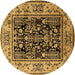 Round Oriental Brown Industrial Rug, urb3118brn