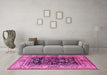 Machine Washable Oriental Pink Industrial Rug in a Living Room, wshurb3118pnk