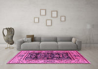 Machine Washable Oriental Pink Industrial Rug, wshurb3118pnk