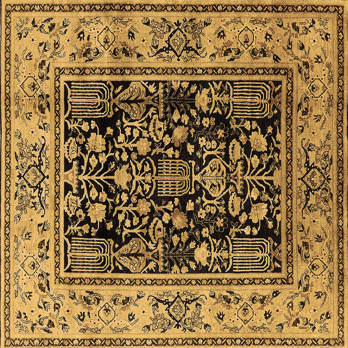 Square Machine Washable Oriental Brown Industrial Rug, wshurb3118brn