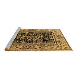 Sideview of Machine Washable Oriental Brown Industrial Rug, wshurb3118brn