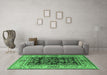 Machine Washable Oriental Emerald Green Industrial Area Rugs in a Living Room,, wshurb3118emgrn