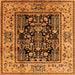 Square Machine Washable Oriental Orange Industrial Area Rugs, wshurb3118org