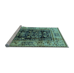 Sideview of Machine Washable Oriental Light Blue Industrial Rug, wshurb3118lblu