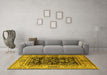 Machine Washable Oriental Yellow Industrial Rug in a Living Room, wshurb3118yw