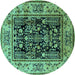 Round Oriental Turquoise Industrial Rug, urb3118turq