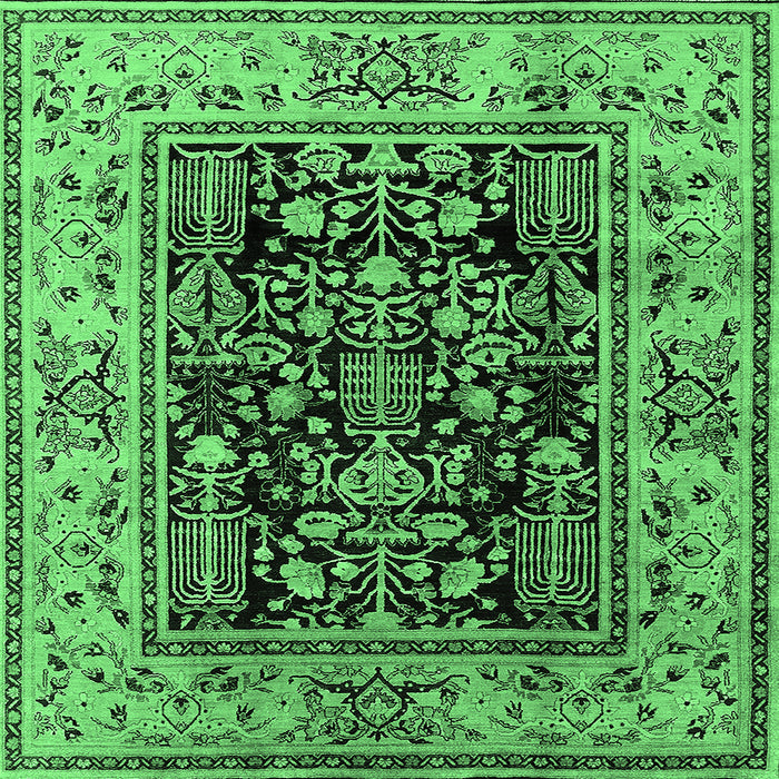 Square Machine Washable Oriental Emerald Green Industrial Area Rugs, wshurb3118emgrn