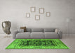 Machine Washable Oriental Green Industrial Area Rugs in a Living Room,, wshurb3118grn