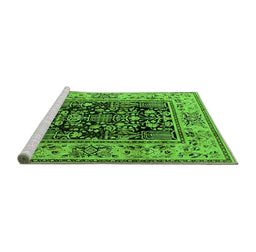 Sideview of Machine Washable Oriental Green Industrial Area Rugs, wshurb3118grn