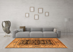 Machine Washable Oriental Orange Industrial Area Rugs in a Living Room, wshurb3118org