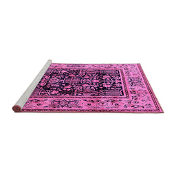 Sideview of Machine Washable Oriental Pink Industrial Rug, wshurb3118pnk