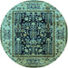 Round Oriental Light Blue Industrial Rug, urb3118lblu