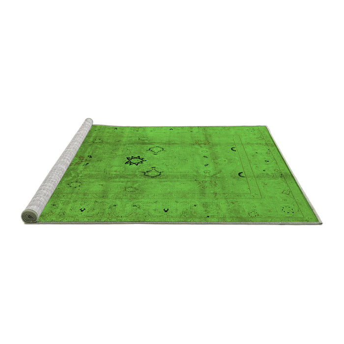 Sideview of Machine Washable Oriental Green Industrial Area Rugs, wshurb3119grn