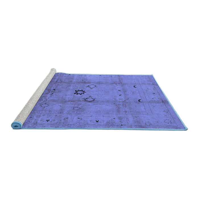 Sideview of Machine Washable Oriental Blue Industrial Rug, wshurb3119blu