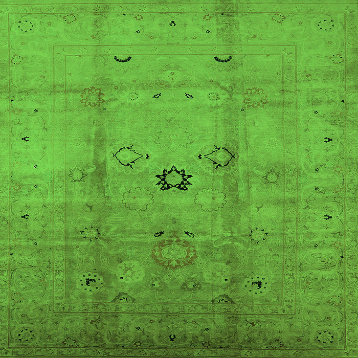 Square Oriental Green Industrial Rug, urb3119grn