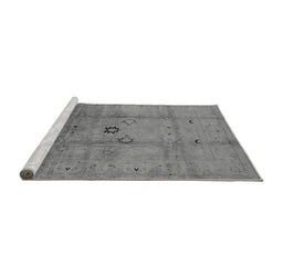Sideview of Machine Washable Oriental Gray Industrial Rug, wshurb3119gry