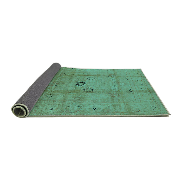 Sideview of Oriental Turquoise Industrial Rug, urb3119turq