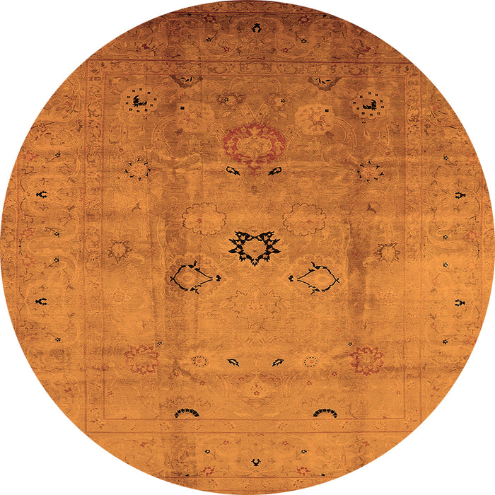 Round Oriental Orange Industrial Rug, urb3119org
