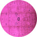 Round Machine Washable Oriental Pink Industrial Rug, wshurb3119pnk