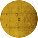 Round Oriental Yellow Industrial Rug, urb3119yw