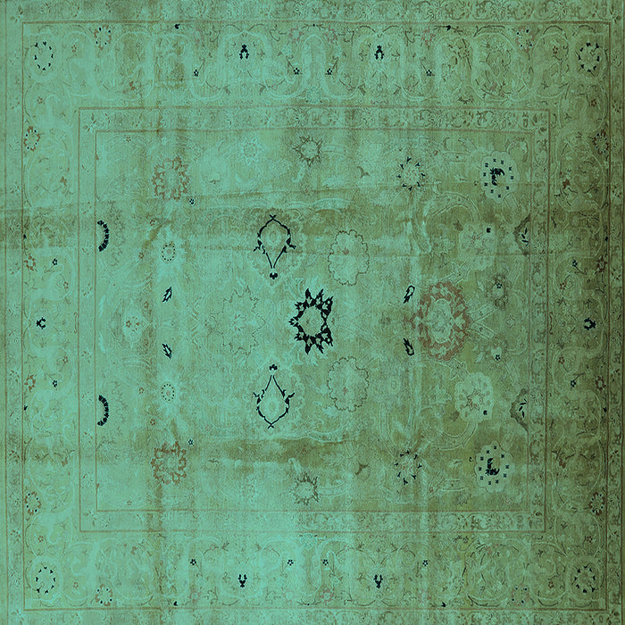 Square Machine Washable Oriental Turquoise Industrial Area Rugs, wshurb3119turq