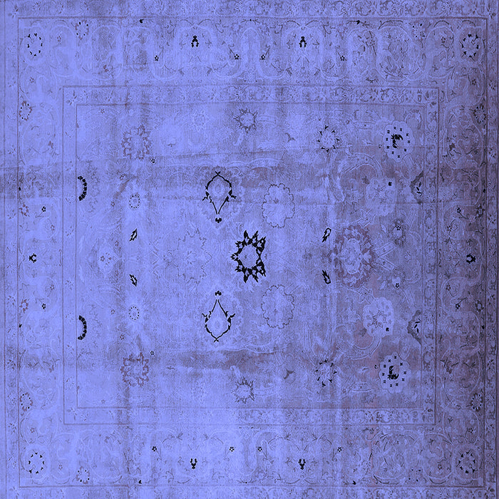 Square Machine Washable Oriental Blue Industrial Rug, wshurb3119blu